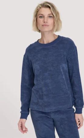hessnatur Damen Frottee Loungeshirt Oversize PURE COTTON aus Bio-Baumwolle - blau - Größe 34