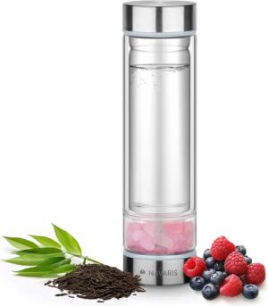 Navaris Trinkflasche Wasserflasche mit Mineralstein und