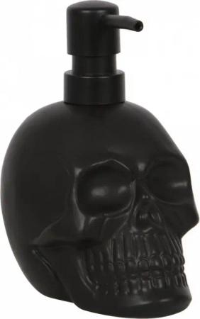 Horror-Shop Dekofigur Schwarzer Keramik Totenkopf Seifenspender