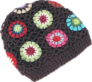 Guru-Shop Strickmütze Bunte Beanie, Baumwoll-Häkelmütze Granny