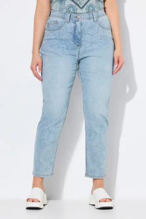 Ulla Popken Regular-fit-Jeans Mom-Jeans Laserdruck 5-Pocket-Schnitt