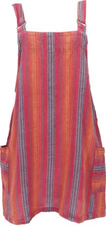 Guru-Shop Minirock Gestreifter Boho Latzrock, Trägerkleid,..