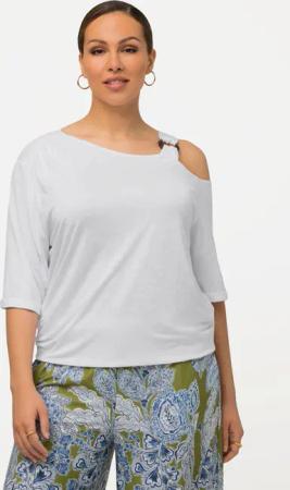 Ulla Popken T-Shirt T-Shirt Cut-Out gekräuselte