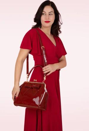 Amerikanische Vintage Lacktasche in Burgund