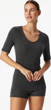 Shirt kurzarm V-Ausschnitt dunkelgrau-meliert - Premium Warming 42
