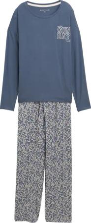 TOM TAILOR Damen Pyjama-Set mit Allover-Print, blau, Gemustert, Gr. 42