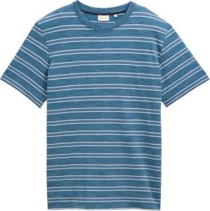 TOM TAILOR Herren T-Shirt mit Streifenmuster, blau, Gestreift, Gr. L