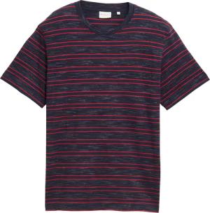 TOM TAILOR Herren T-Shirt mit Streifenmuster, blau, Gestreift, Gr. L