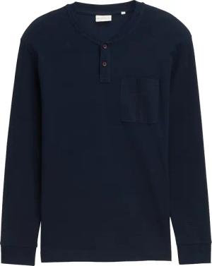 TOM TAILOR Herren Ripp Henley Langarmshirt mit Brusttasche, blau, Uni, Gr. XXL