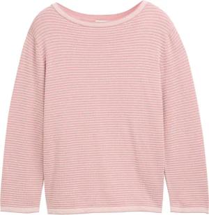 TOM TAILOR Damen Plus Size - Strickpullover mit U-Boot-Ausschnitt, rosa, Gestreift, Gr. 50
