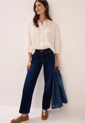 Cecil Damen Wide Leg Jeans in Blau, Gr: 27