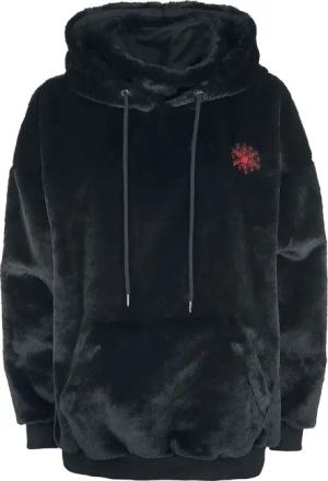 EMP Special Collection Kapuzenpullover - Flauschiger Kapuzenpullover mit Rockhand-Stickerei - S bis XXL - für Damen - Größe M - schwarz