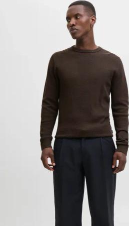 Jack & Jones Rundhalspullover "JJEGLOBE KNIT CREW NECK NOOS", in Strick Optik