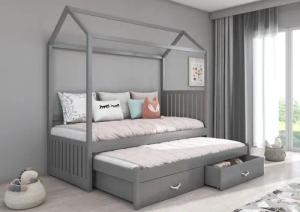 MOEBLO Hausbett NUKI (Kinder-Doppelbett im Haus-Design