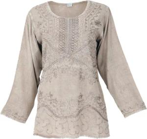 Guru-Shop Longbluse Bestickte indische Hippie Langarm