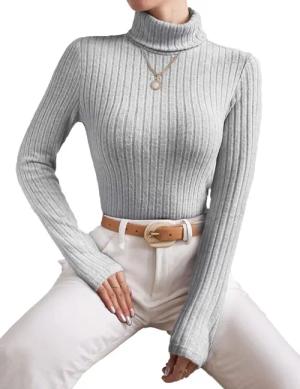 LUCKZON Rollkragenpullover Damen Rollkragen Langarmshirts mit