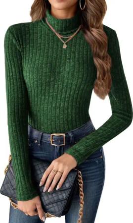 LUCKZON Rollkragenpullover Damen Rollkragen Langarmshirts mit