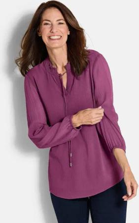 GOLDNER Chiffonbluse Chiffonbluse mit femininem Ausschnitt