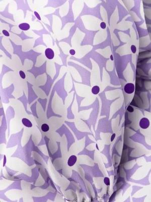 P.A.R.O.S.H. - Floral Print V-Neck Midi Dress - Größe XS - lila