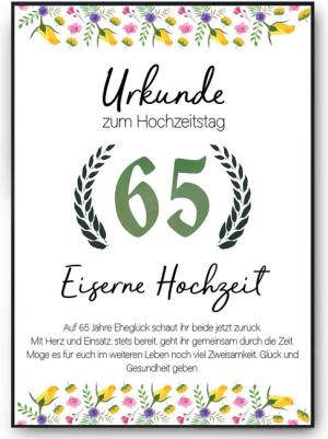Tigerlino Poster 65. Hochzeitstag Geschenk Eiserne