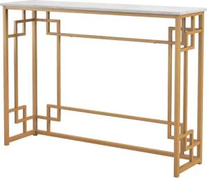 COSTWAY Konsolentisch, Marmor Gold, schmal, Metallrahmen,
