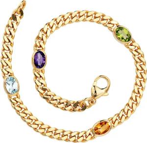 JOBO Goldarmband, 585 Gold Amethyst Aquamarin