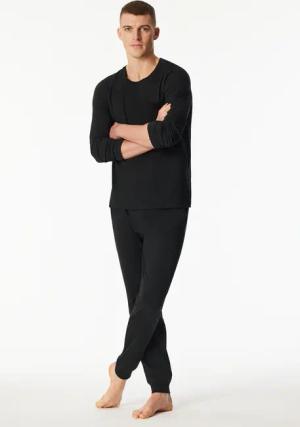 Schlafanzug lang Bündchen schwarz - Modern Nightwear 56