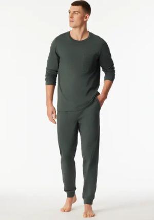Schlafanzug lang Bündchen dunkelgrün - Modern Nightwear 50