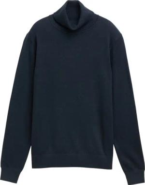 TOM TAILOR Damen Basic Rollkragenpullover, blau, Uni, Gr. M