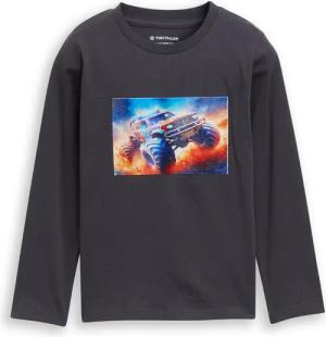 TOM TAILOR Jungen Langarmshirt mit Fotoprint, grau, Uni, Gr. 104/110