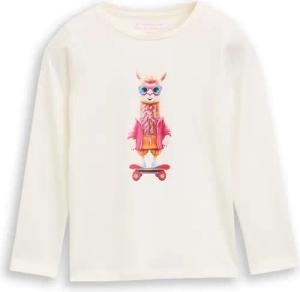 TOM TAILOR Mädchen Langarmshirt mit Print, weiß, Uni, Gr. 128/134