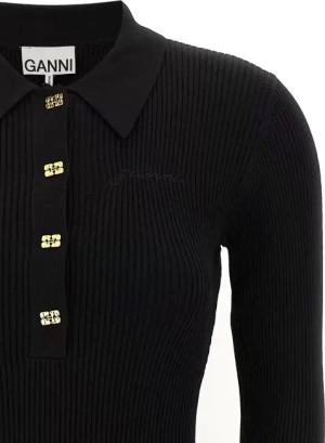 GANNI - 'Melange Rib Knit Mini' Dress - Größe XXS - schwarz