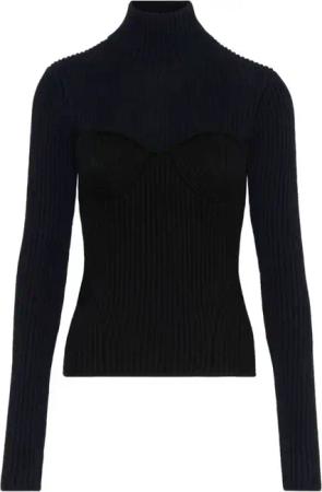 Jean Paul Gaultier - Ribbed Merino Wool Turtleneck Sweater - Größe XS - schwarz