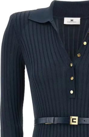 Elisabetta Franchi - Ribbed Polo Dress - Größe 42 - schwarz