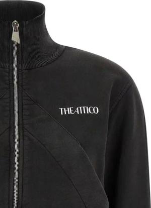 The Attico - Cropped Mélange Sweatshirt With 3D Logo - Größe 42 - schwarz