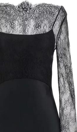 Alberta Ferretti - Lace Satin Dress - Größe 40 - schwarz