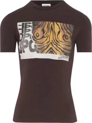 Jean Paul Gaultier - Wood Print T-Shirt - Größe S - braun
