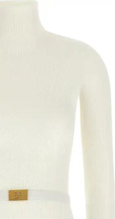 Elisabetta Franchi - Logo Belt Dress - Größe 38 - weiß