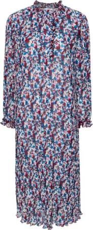 GANNI - Pleated Midi Dress With High Neckline - Größe 38 - bunt