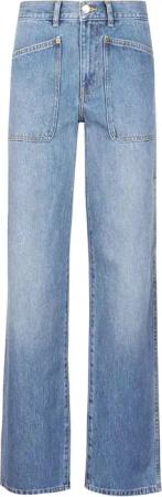 Tory Burch - High-Waisted Straight-Leg Denim With Contrasting S - Größe 27 - blau