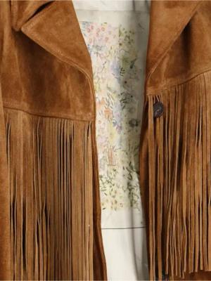 Golden Goose - Suede Fringe Jacket – Brown - Größe 42 - braun