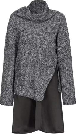 Pinko - Layered Midi Dress With Textured Knit - Größe L - grau