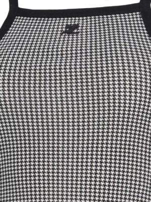 Courrèges - Houndstooth Mini Dress In Grey Cotton - Größe L - grau