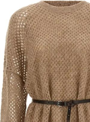 Brunello Cucinelli - 'Dazzling Net' Dress - Größe L - braun