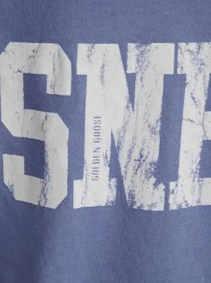 Golden Goose - Journey Printed Raglan Sleeve Crew Neck T-Shirt - Größe M - blau
