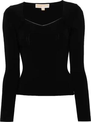 Michael Kors - Gem Trim Bustier Ls Top - Größe L - schwarz