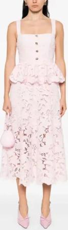 self-portrait - Peplum Midi Dress - Größe 4 - pink