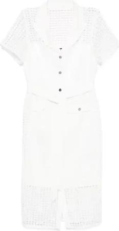 DKNY - S/S Grid Lace Midi Dress - Größe 10 - weiß