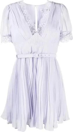 self-portrait - Lilac Chiffon Mini Dress - Größe 12 - weiß