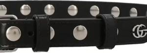 Gucci Gürtel - Logo Stud Belt - Gr. 90 - in Schwarz - für Damen